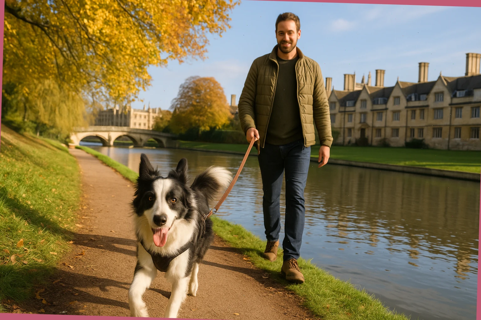 Puppy harness and a brief training note on the table